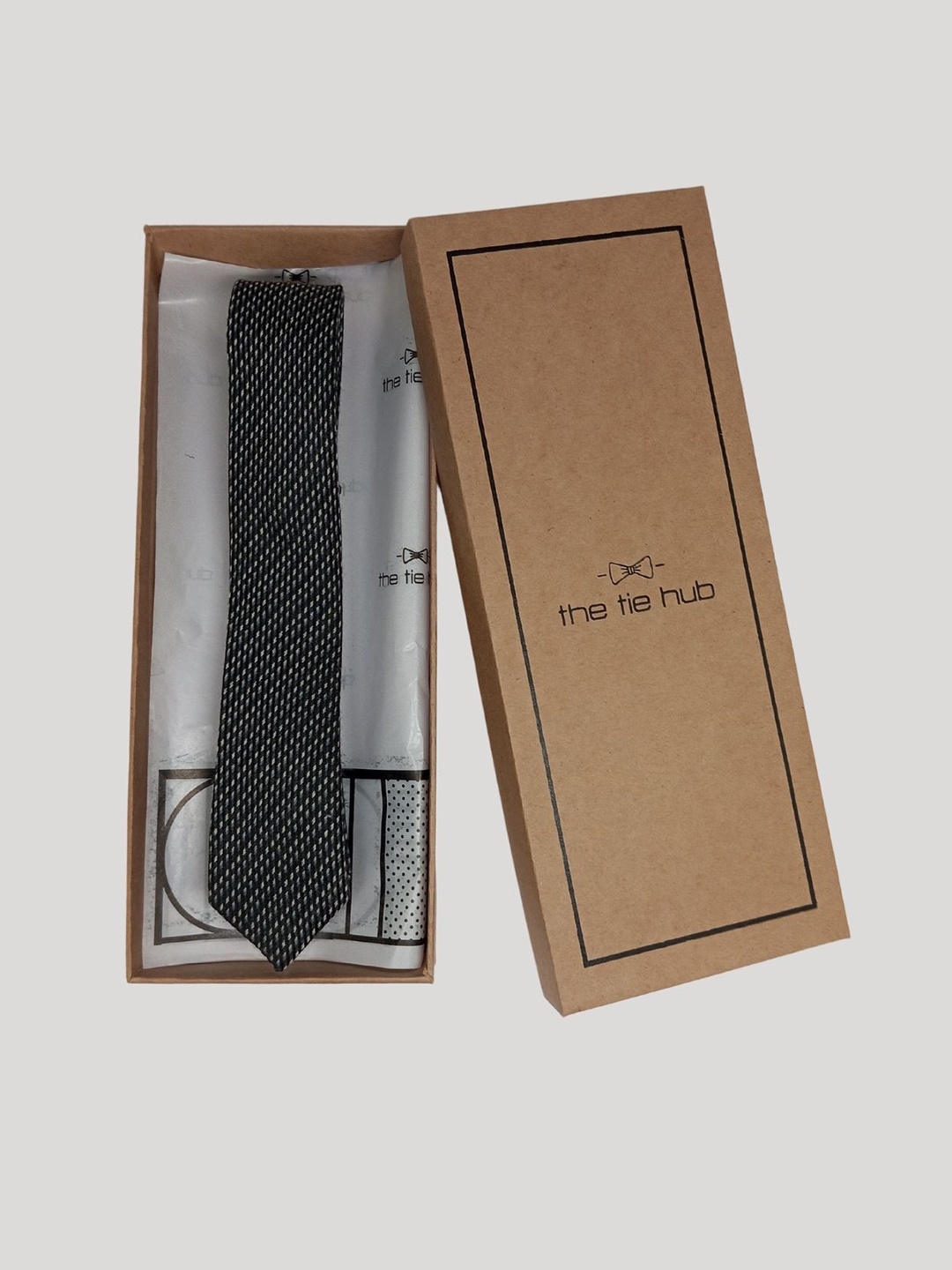 

The Tie Hub Men Silk Formal Skinny Tie, Black