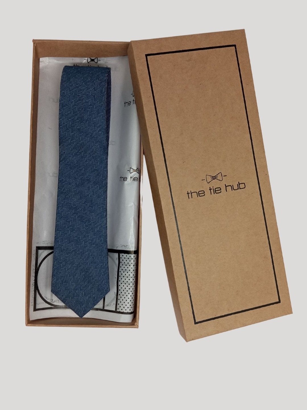 

The Tie Hub Men Silk Formal Skinny Tie, Blue