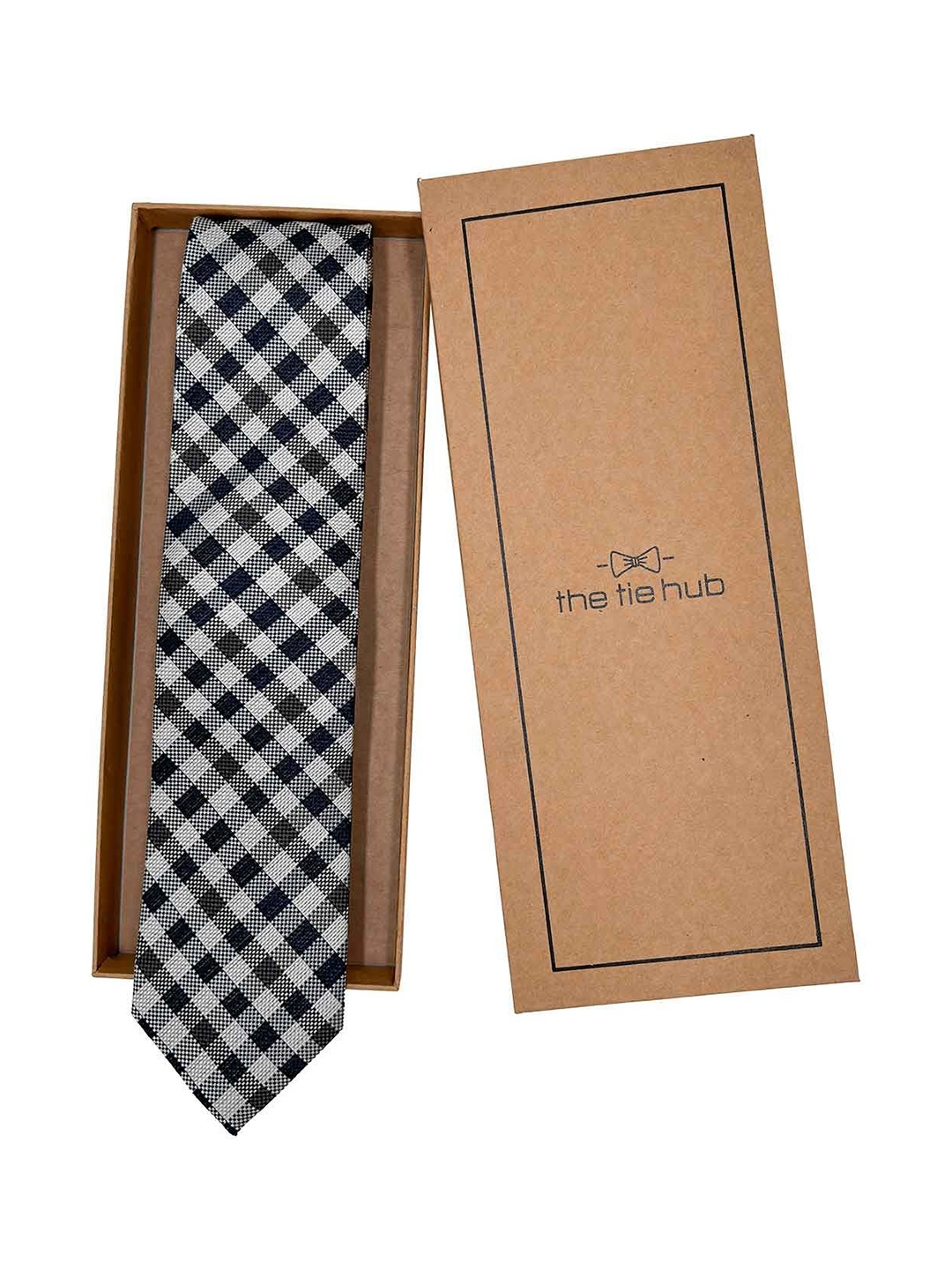 

The Tie Hub Men Checked Skinny Tie, Blue