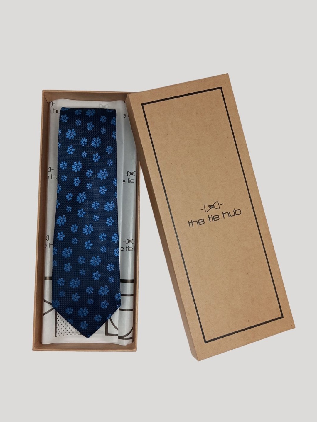 

The Tie Hub Men Self Design Skinny Tie, Blue