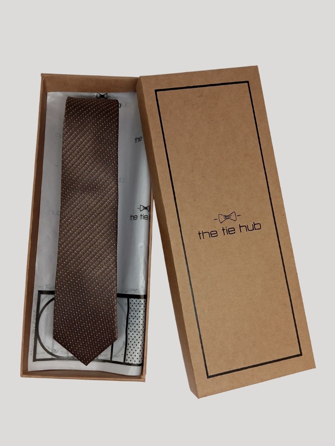 

The Tie Hub Men Silk Formal Skinny Tie, Brown