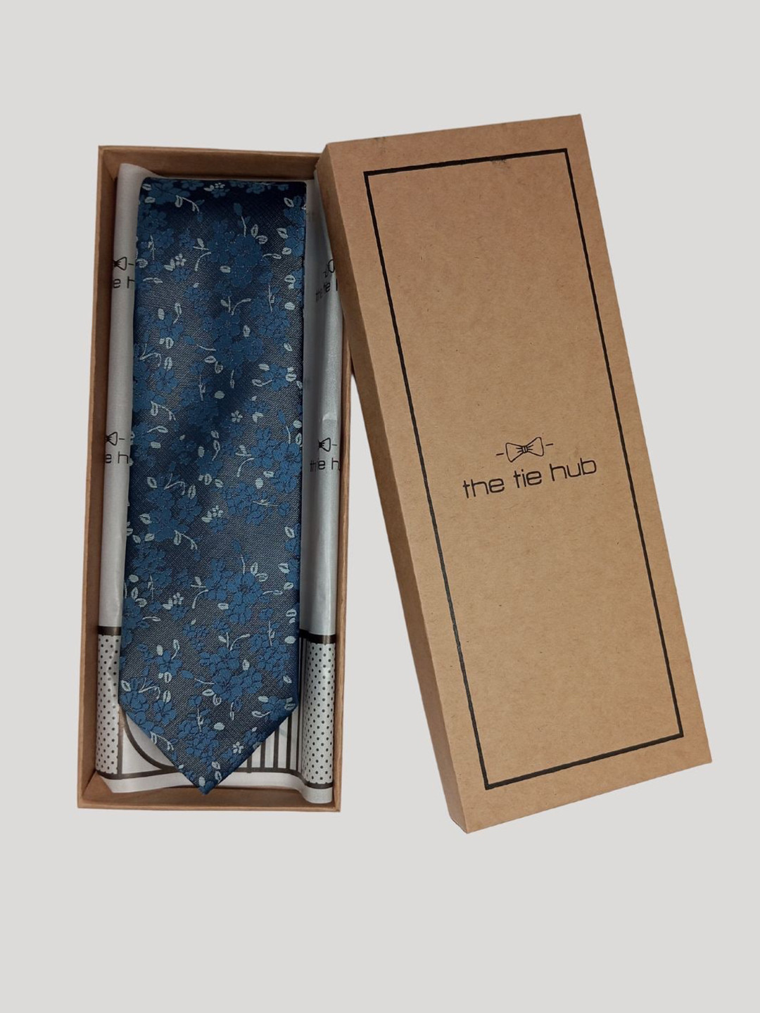 

The Tie Hub Men Self Design Skinny Tie, Navy blue
