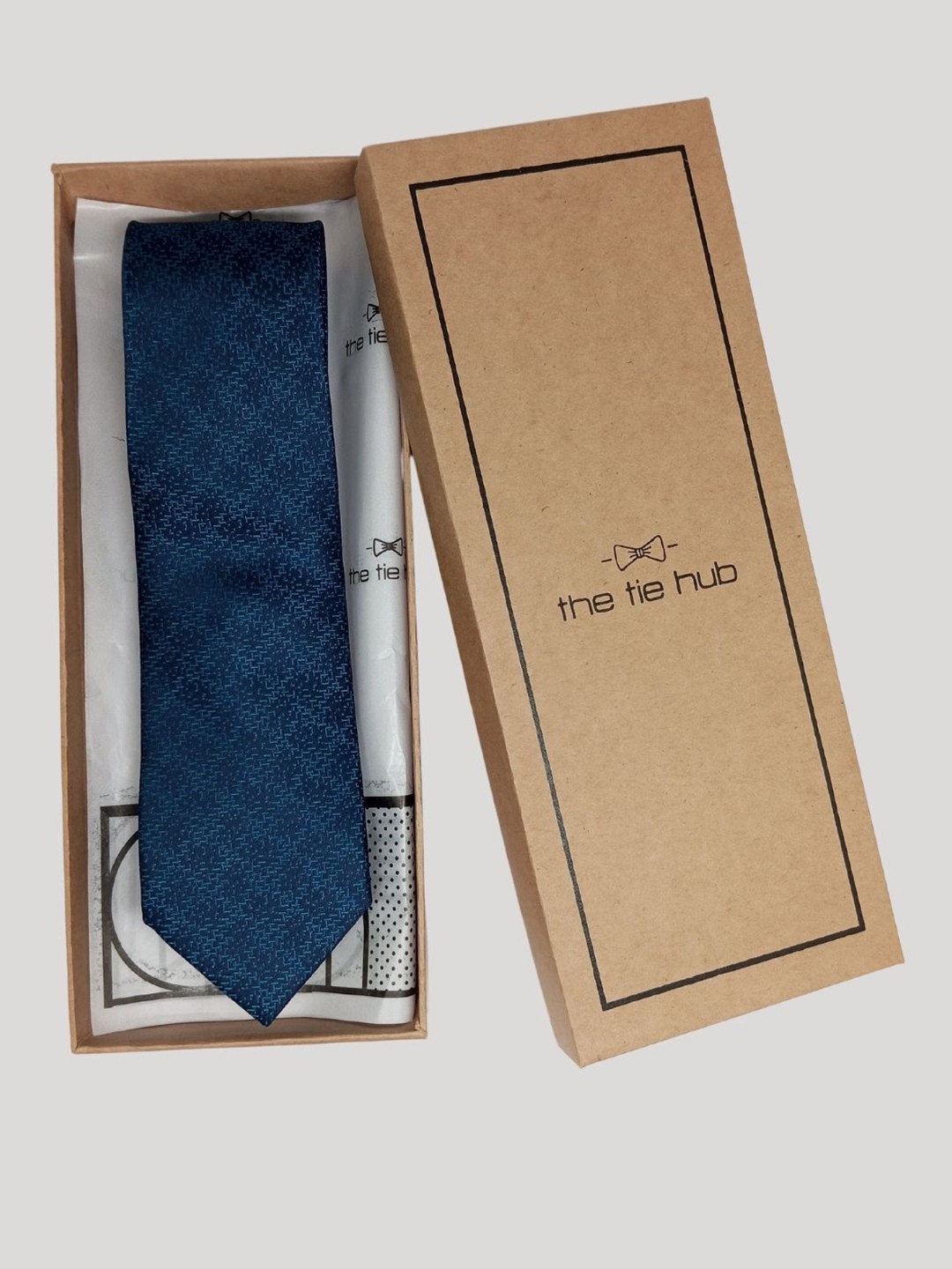 

The Tie Hub Men Self Design Skinny Tie, Navy blue