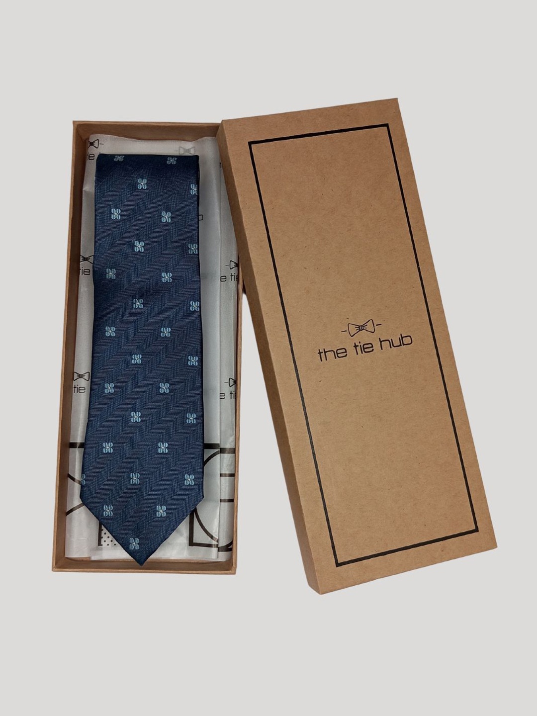 

The Tie Hub Men Self Design Skinny Tie, Blue