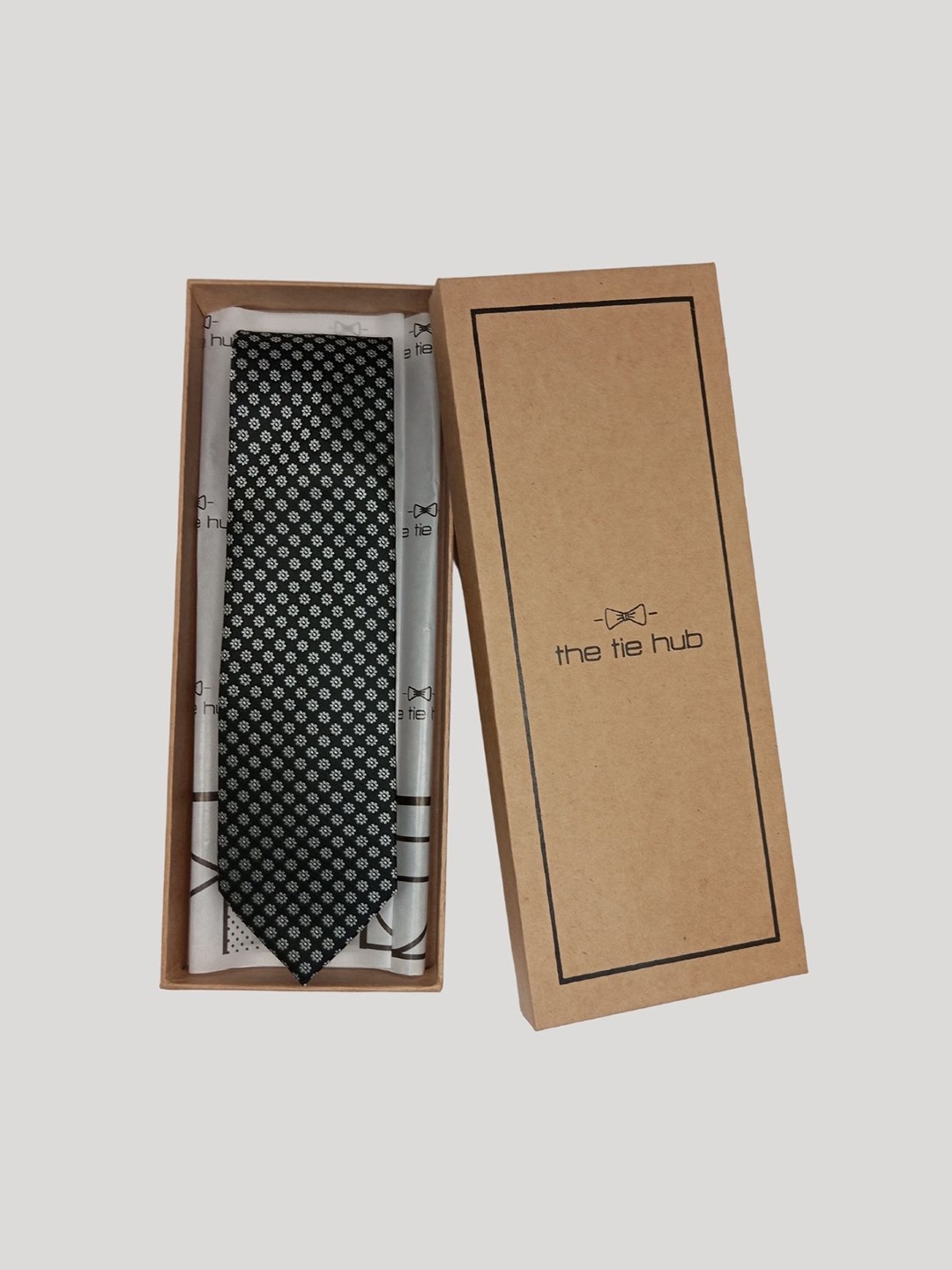 

The Tie Hub Men Self Design Skinny Tie, Black