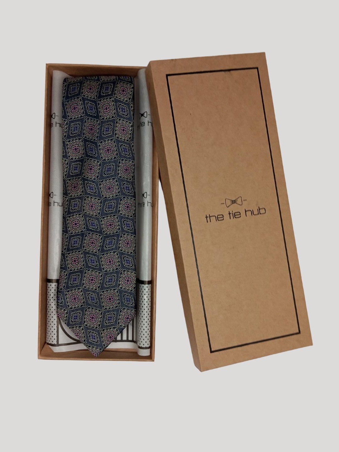 

The Tie Hub Men Self Design Skinny Tie, Blue