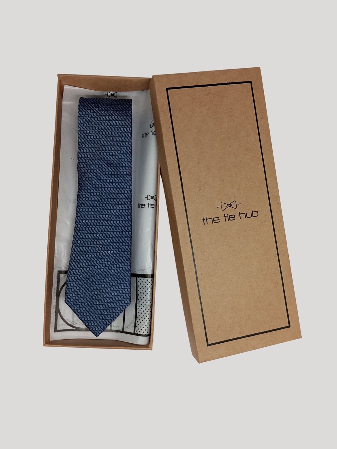 

The Tie Hub Men Self Design Skinny Tie, Blue