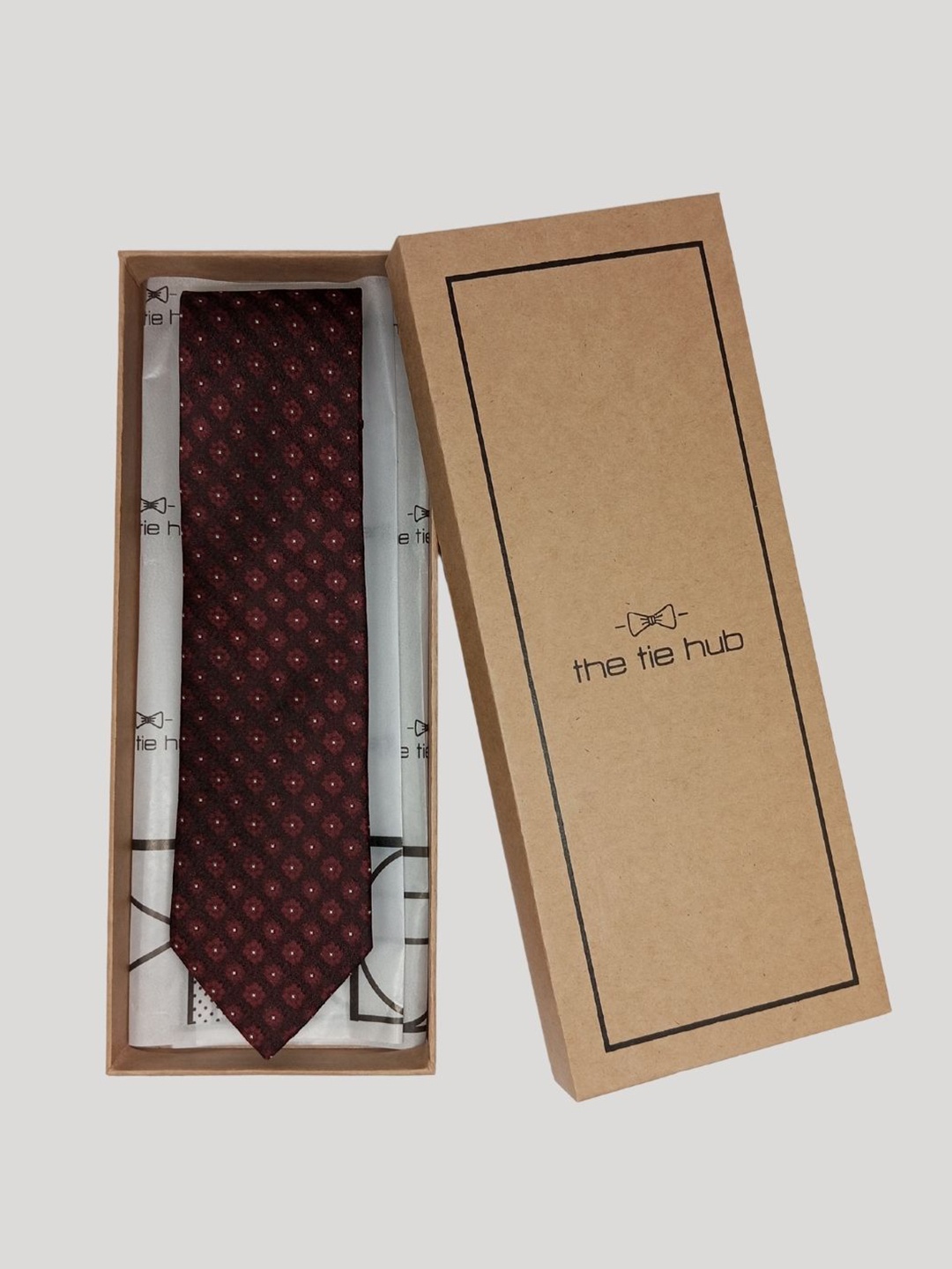 

The Tie Hub Men Self Design Skinny Tie, Burgundy