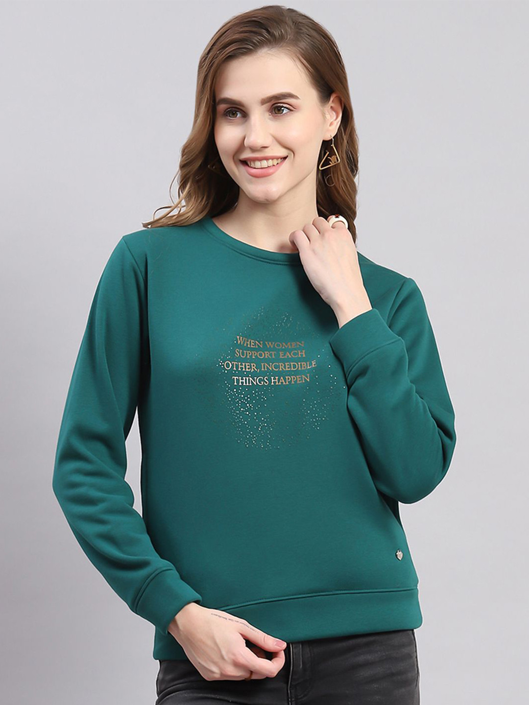

Monte Carlo Women Printed Sweatshirt, Teal
