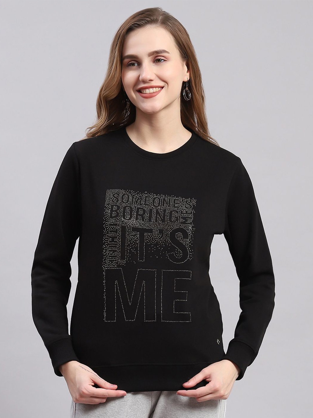 

Monte Carlo Women Printed Sweatshirt, Black