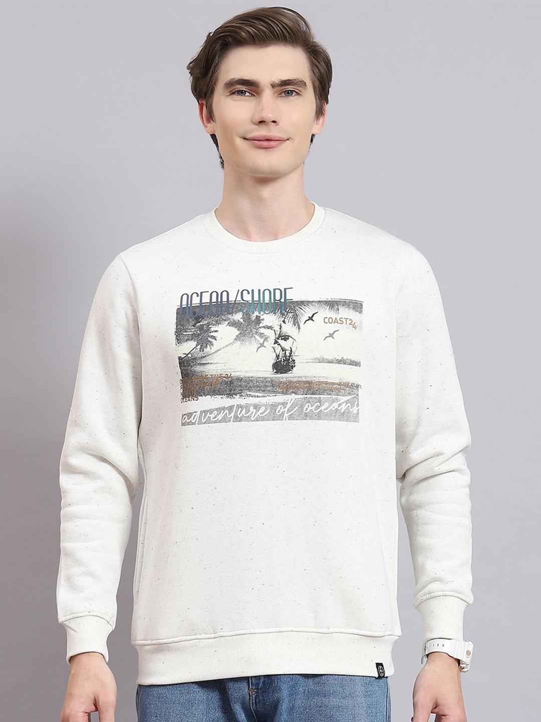 

Monte Carlo Men Printed Sweatshirt, Off white