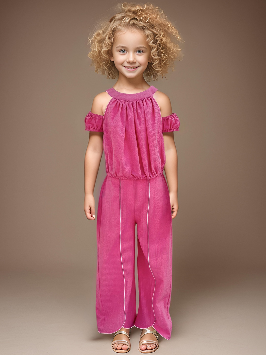

Safehugs Girls Self Design Pure Cotton Top with Trousers, Pink