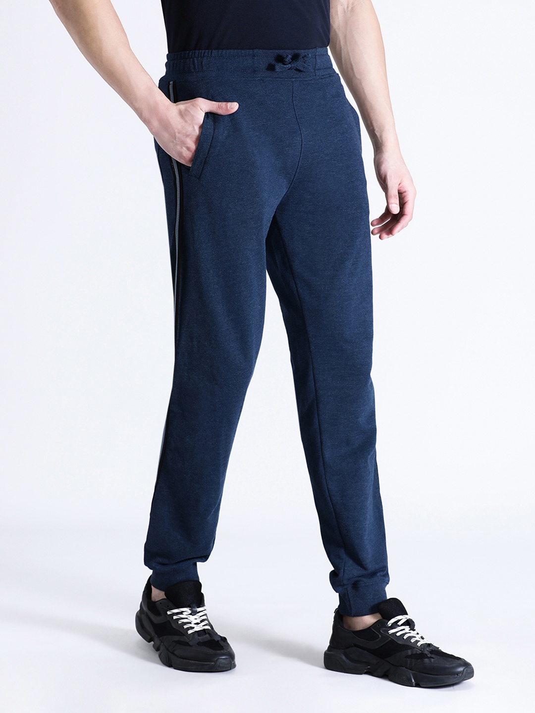 

Crocodile Men Relaxed Fit Side Stape Track Pants, Navy blue