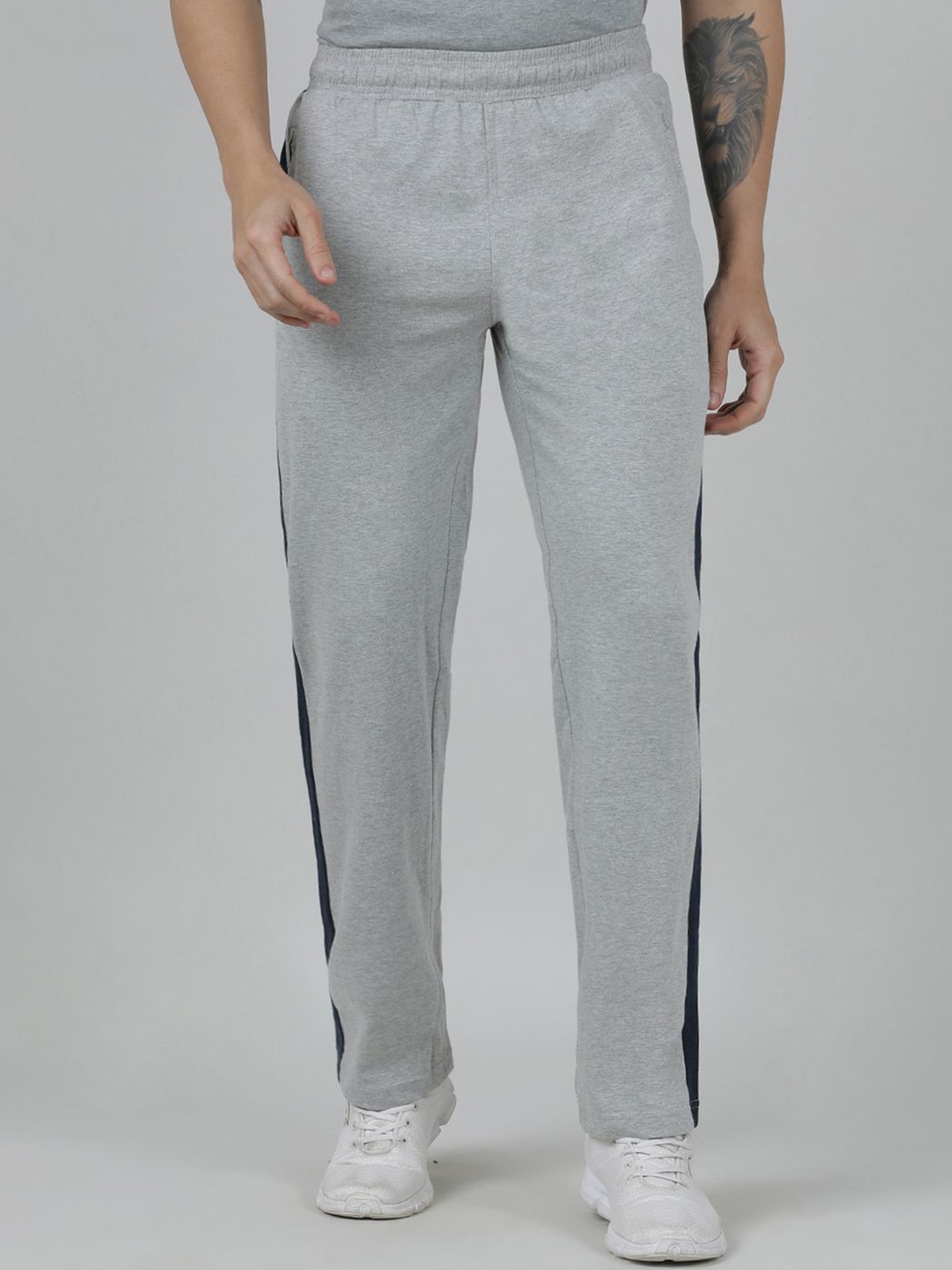 

Crocodile Men Relaxed-Fit Cotton Track Pants, Grey melange