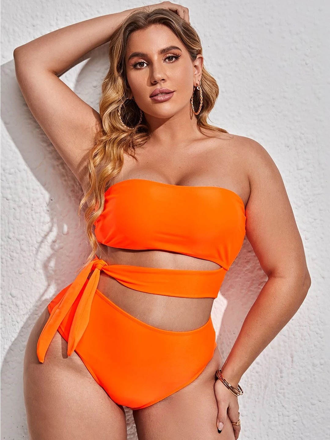 

LULU & SKY Cut-Out Plus Size Bikini Set, Orange