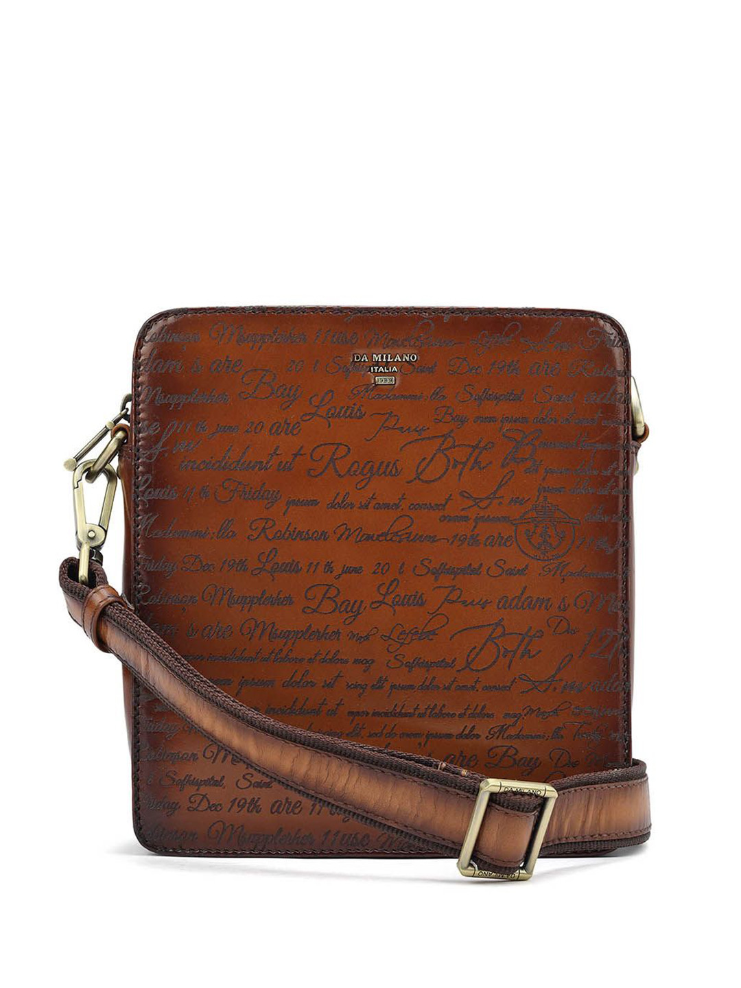 

Da Milano Men Printed Messenger Bag, Brown