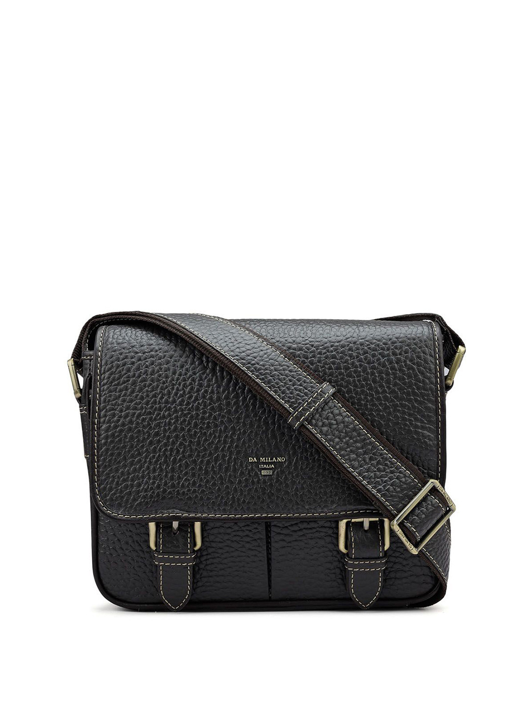 

Da Milano Men Textured Messenger Bag, Brown