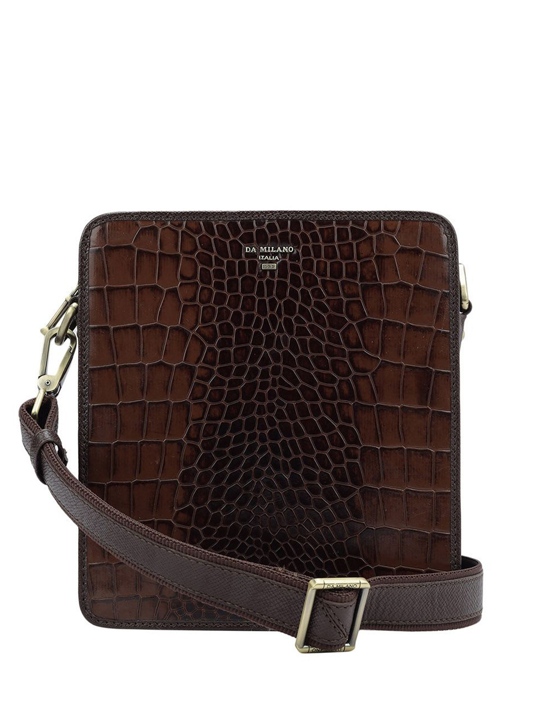 

Da Milano Men Printed Messenger Bag, Brown