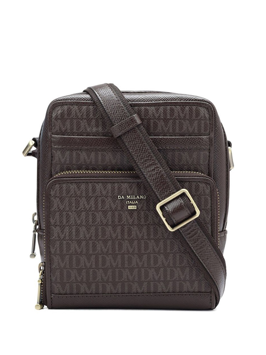 

Da Milano Men Textured Messenger Bag, Brown