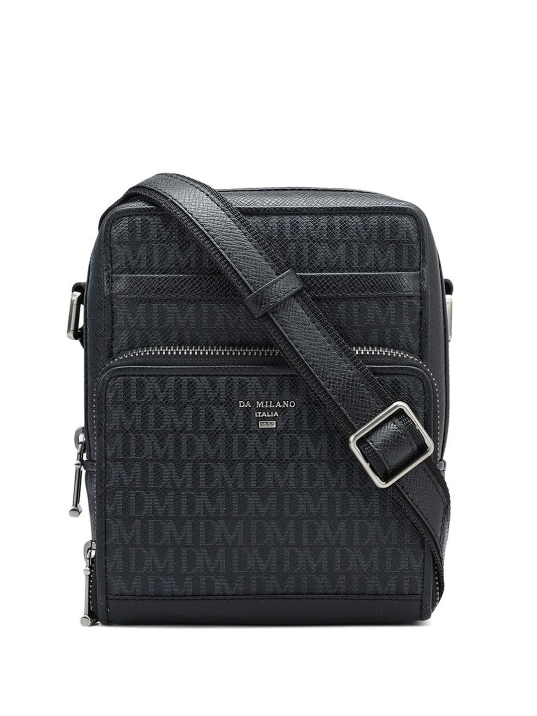 

Da Milano Men Textured Messenger Bag, Black