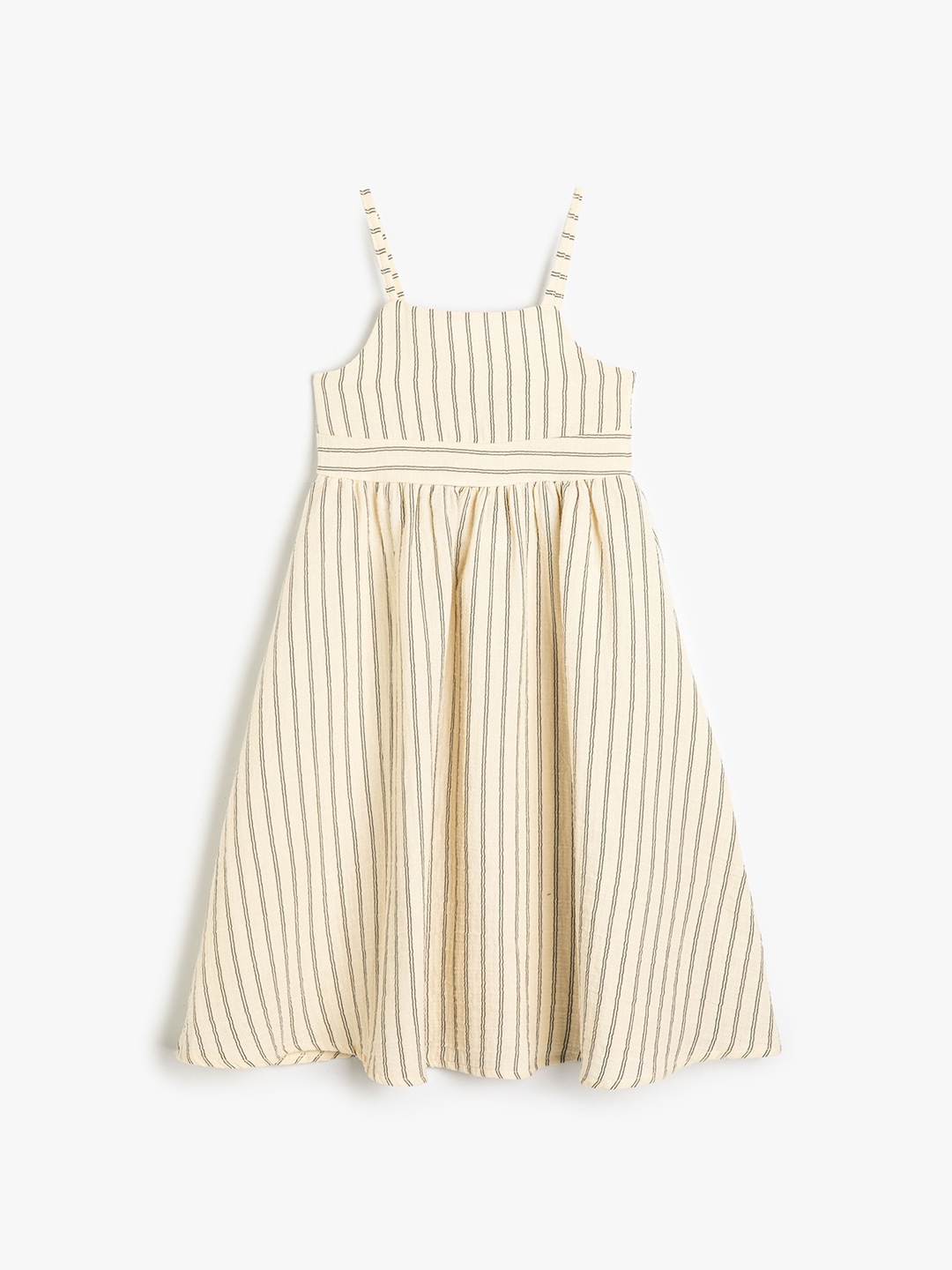 

Koton Girls Striped Shoulder Straps A-Line Dress, Cream