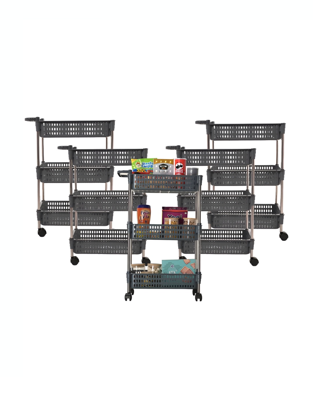 

Kuber Industries Grey 5 Pieces Rectangle Multi Purpose Racks