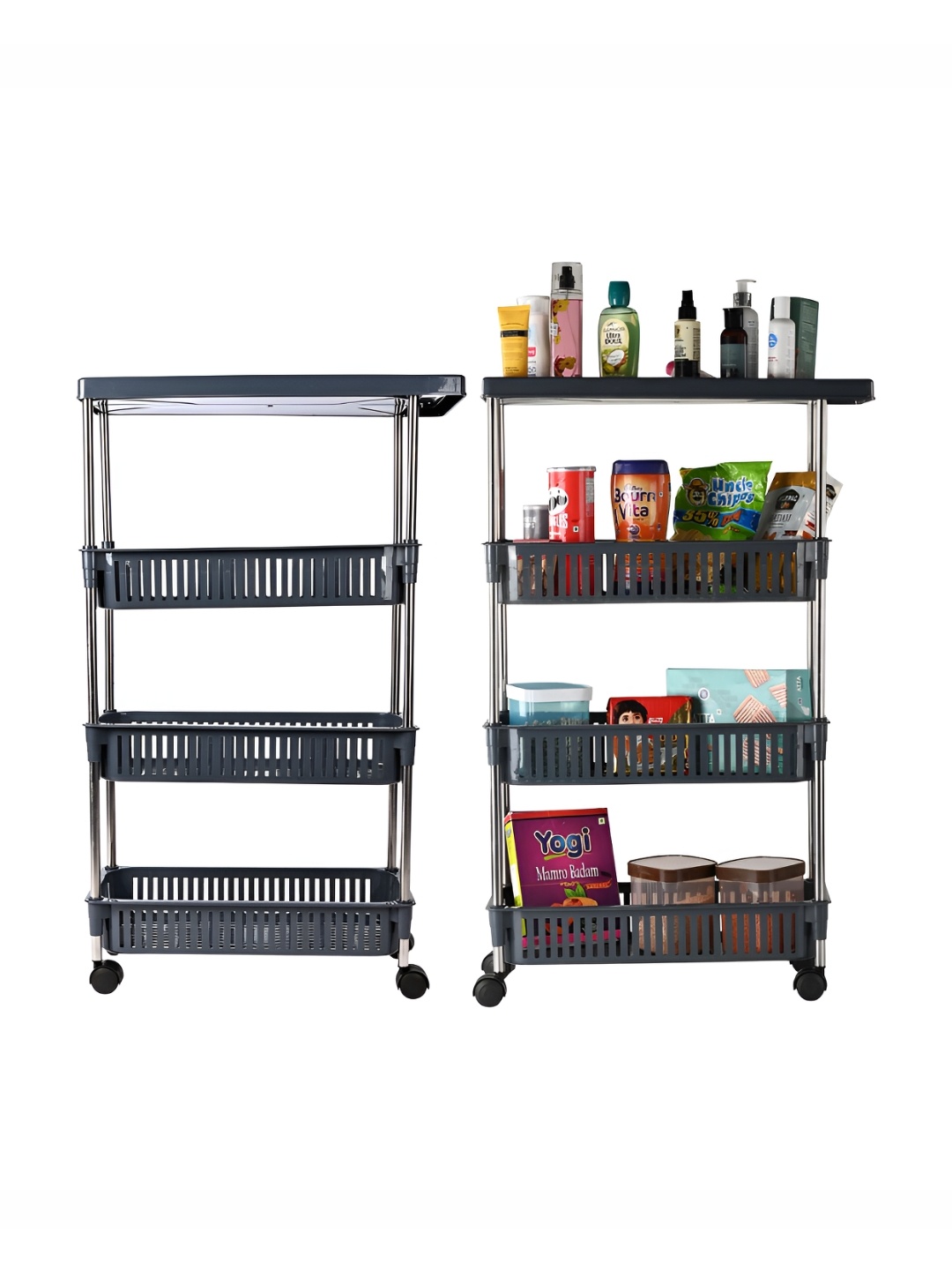 

Kuber Industries Grey 2 Pieces 4-Tier Rectangle Multi Purpose Racks