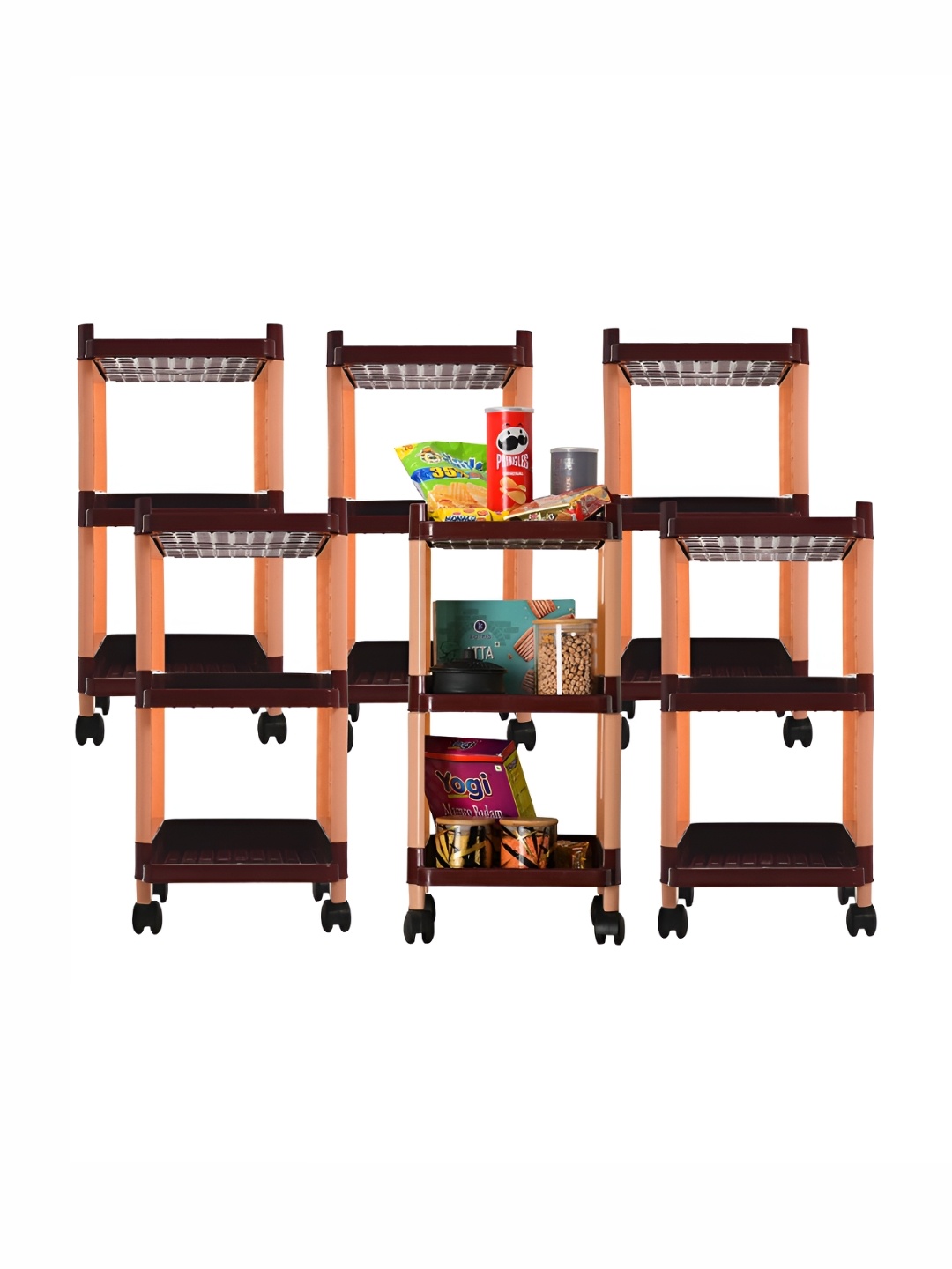 

Kuber Industries Brown 6 Pieces Rectangle Multi Purpose Racks