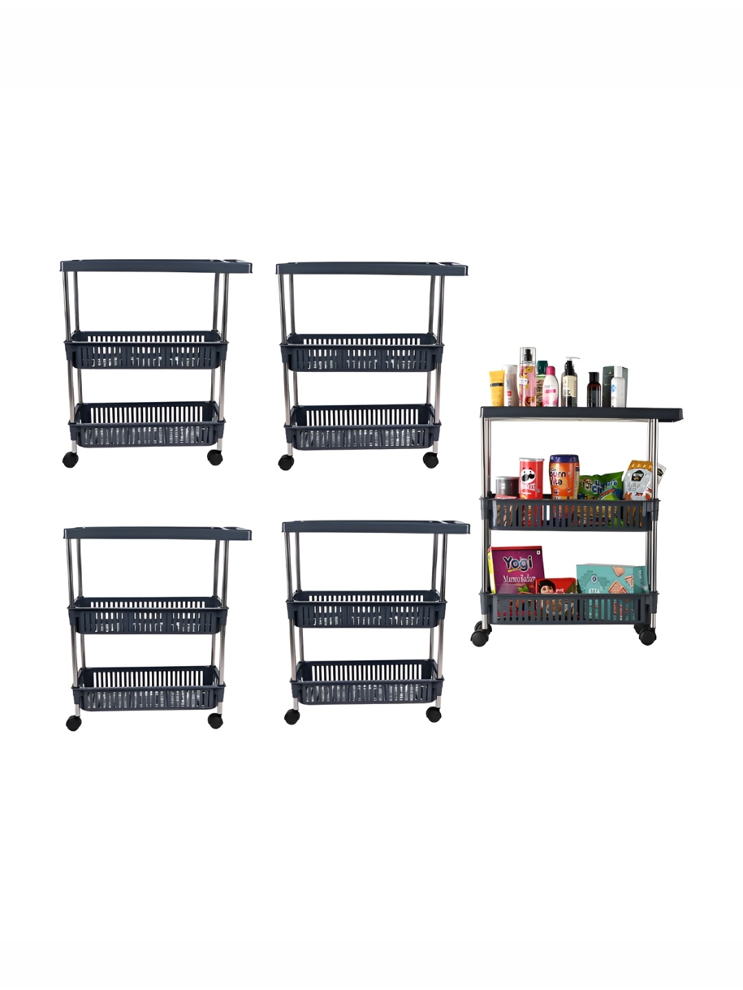 

Kuber Industries Grey 5 Pieces Rectangle Multi Purpose Rack