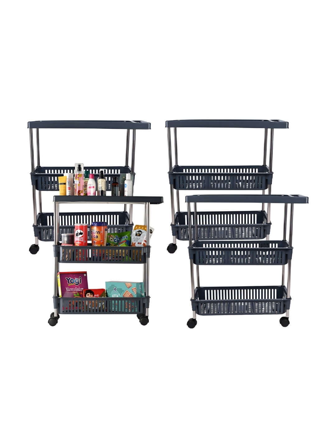 

Kuber Industries Grey 4 Pieces 3 Tier Rectangle Multi Purpose Rack