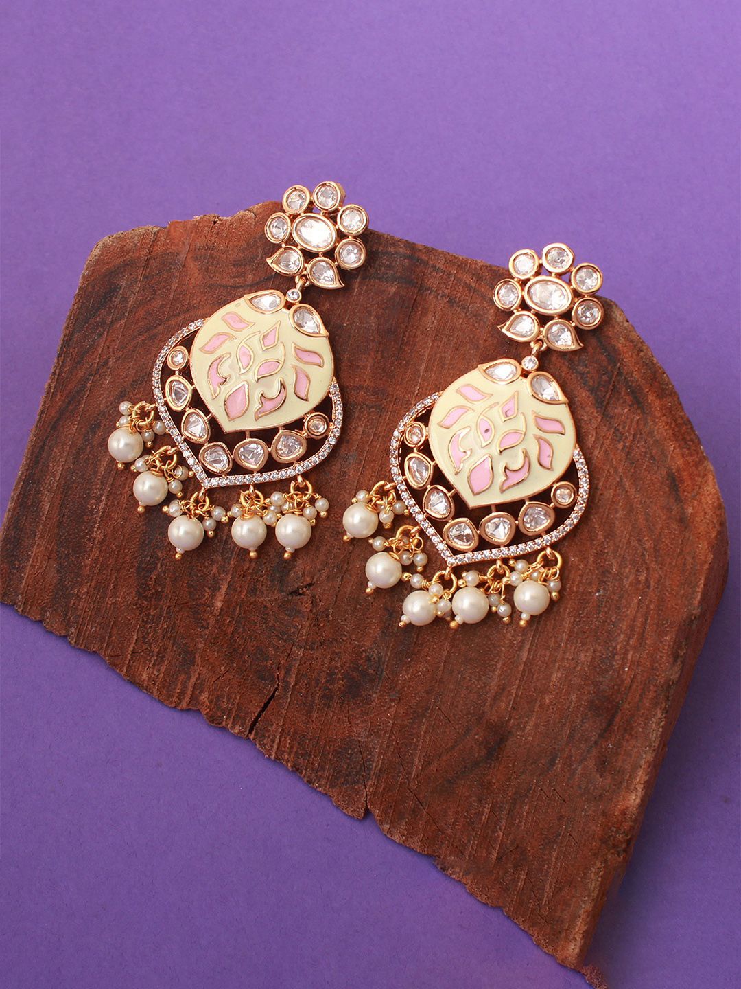

Mirana Gold-Plated Alloy Artificial Beads Chandbalis Earrings