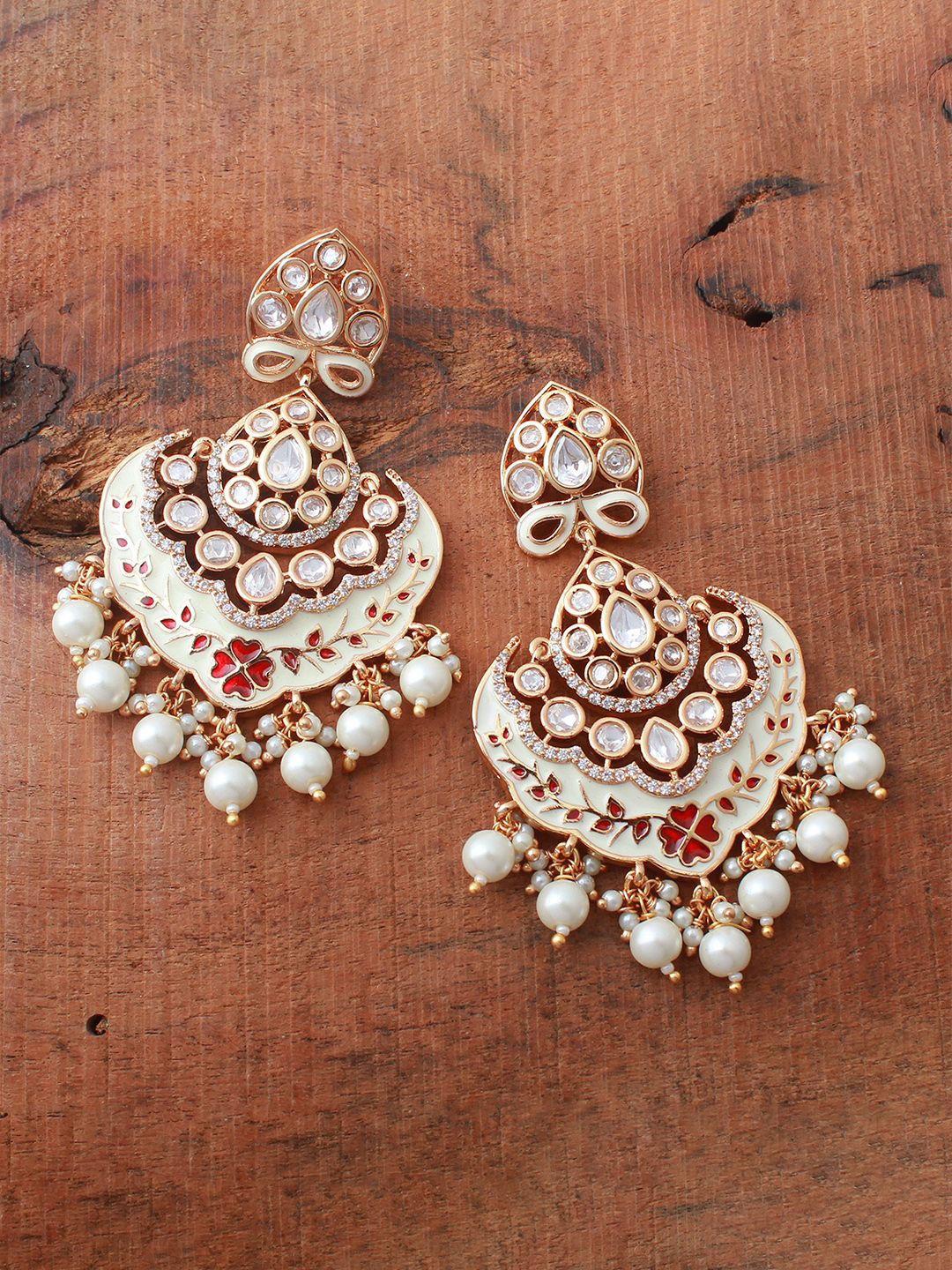 

Mirana Gold-Plated Alloy Artificial Beads Chandbalis Earrings
