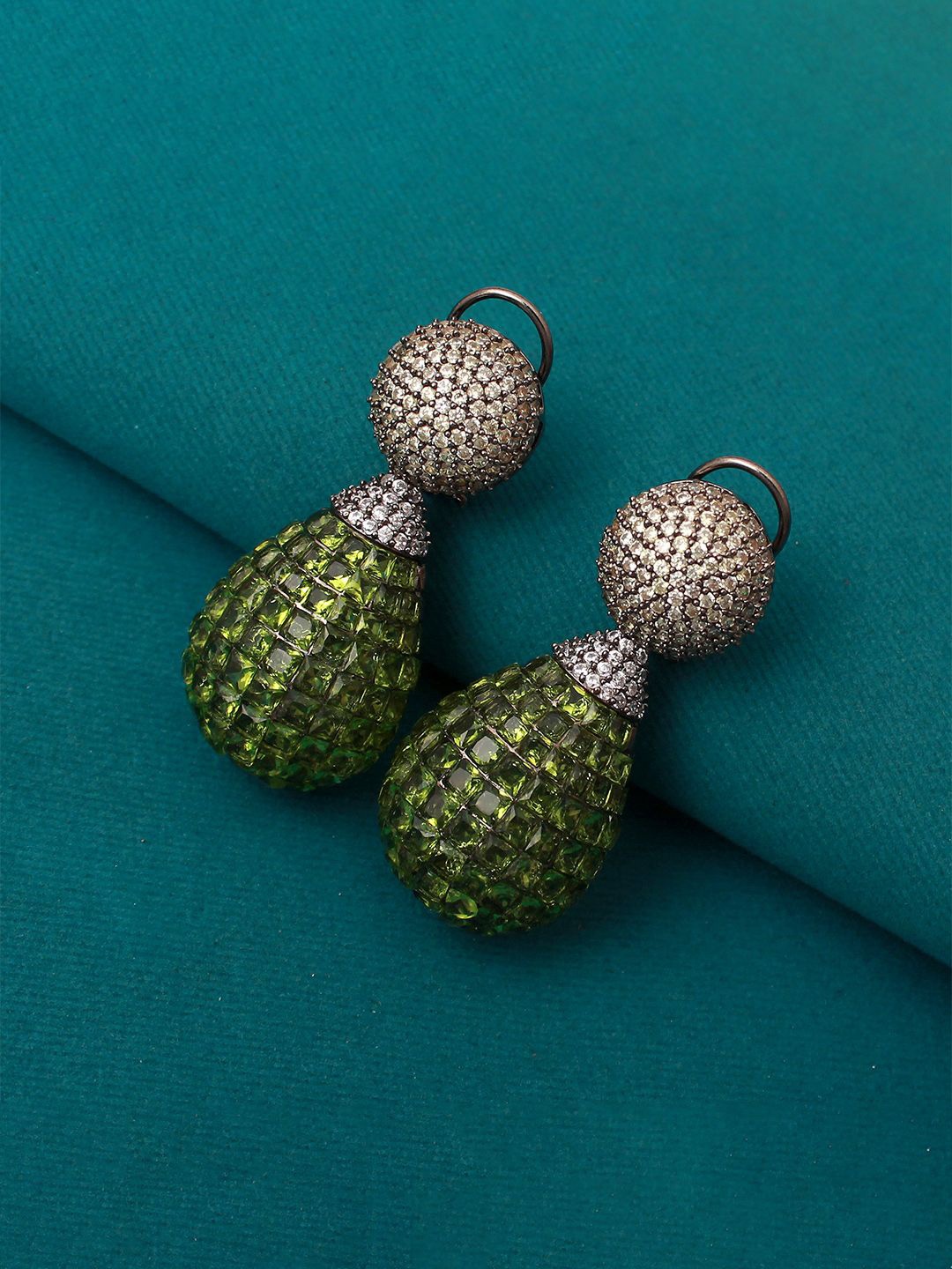 

Mirana Rhodium-Plated Alloy Artificial Stones Drop Earrings, Silver