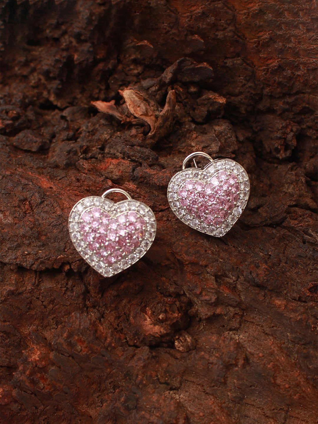 

Mirana Rhodium-Plated Heart Shaped Stud Earrings, Silver