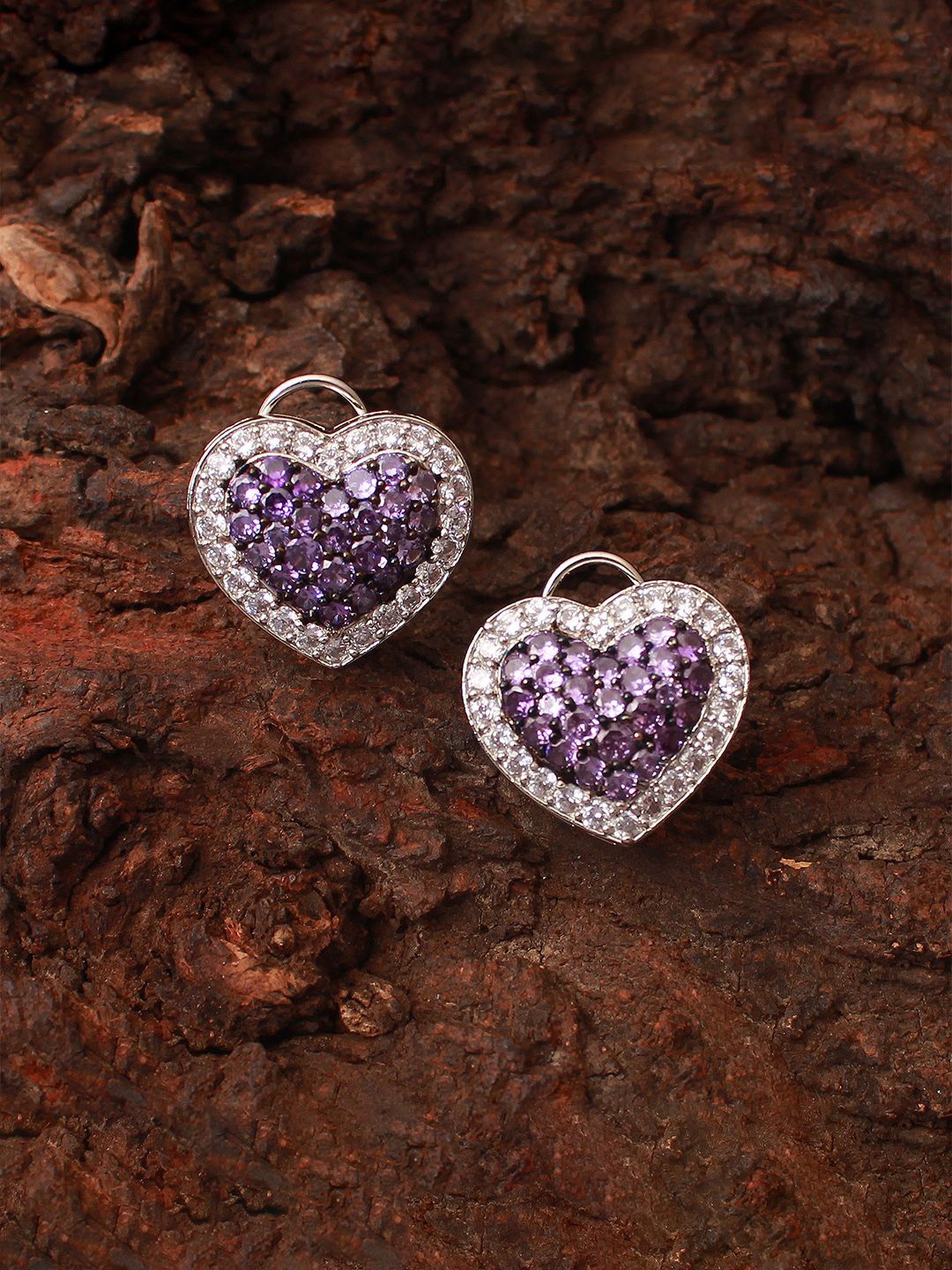 

Mirana Rhodium-Plated Heart Shaped Studs Earrings, Silver