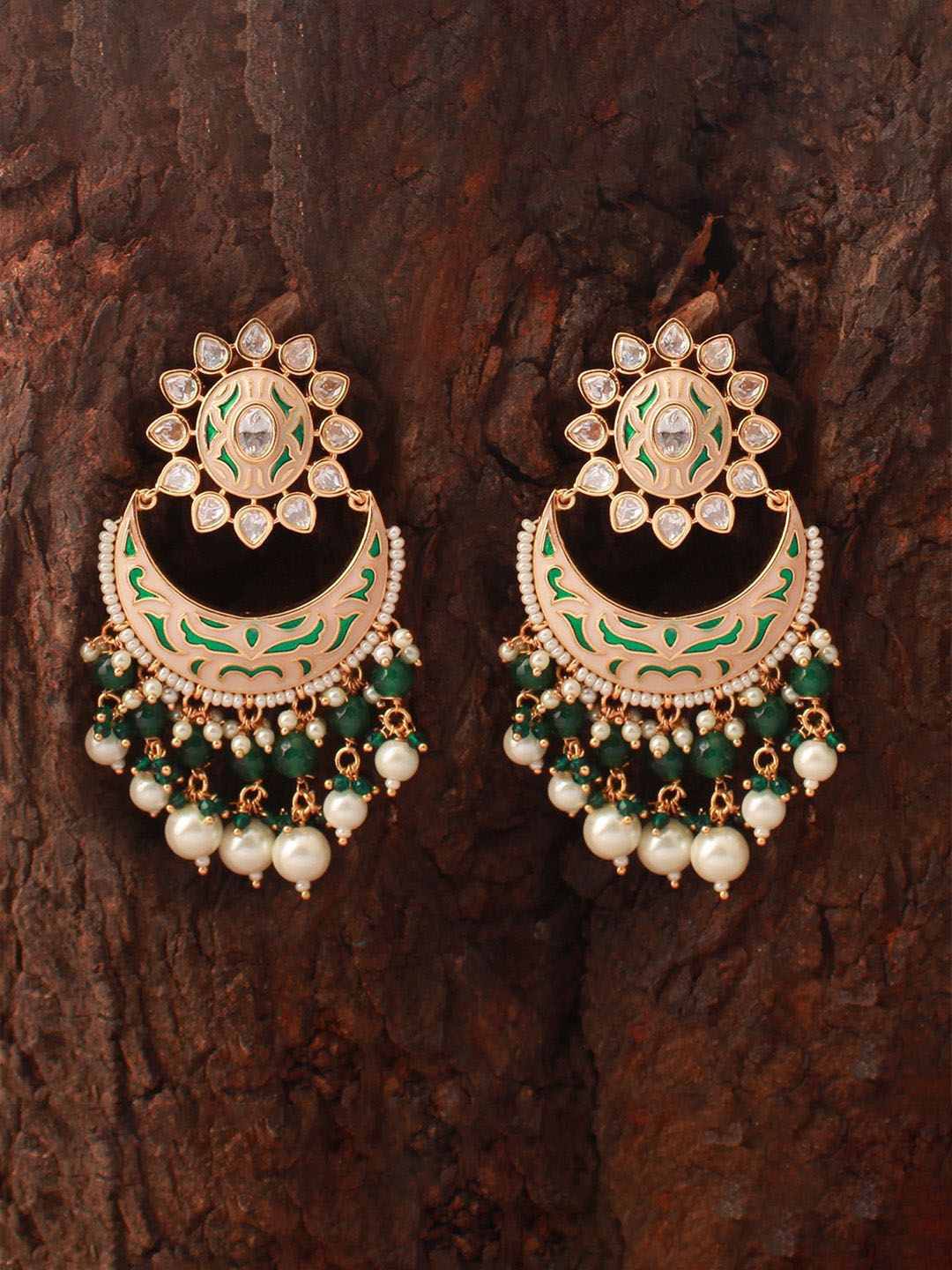 

Mirana Gold-Plated Kundan Contemporary Chandbalis