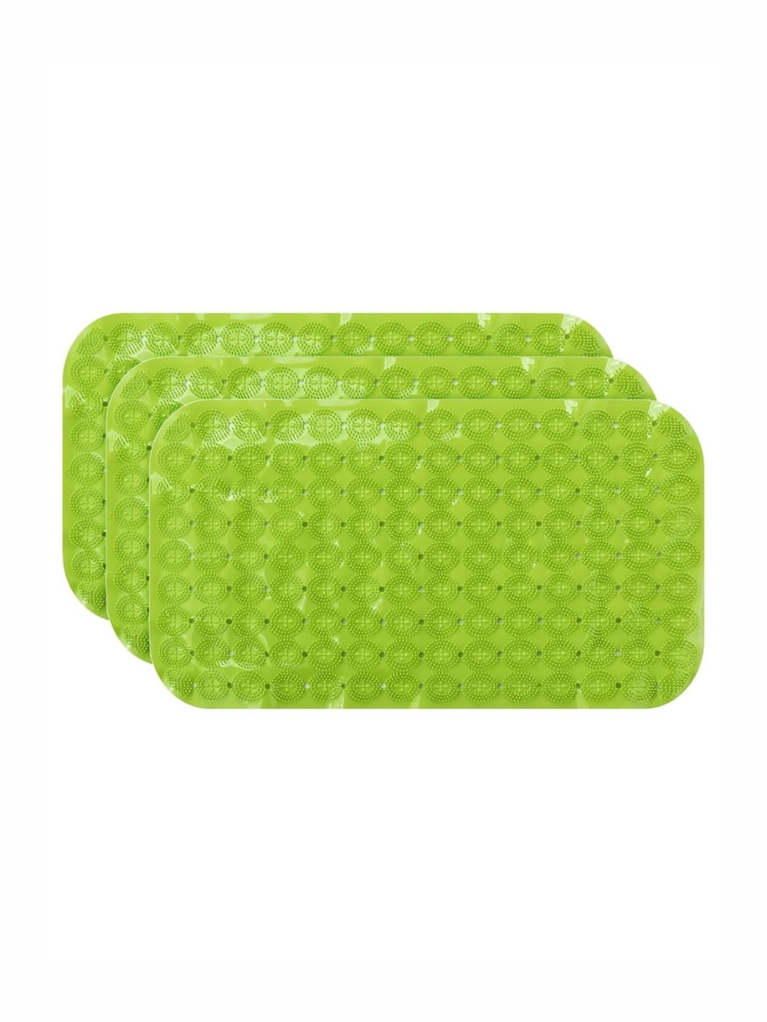 

Kuber Industries Green 3Pieces Textured Anti Skid 240GSM Bath Rugs