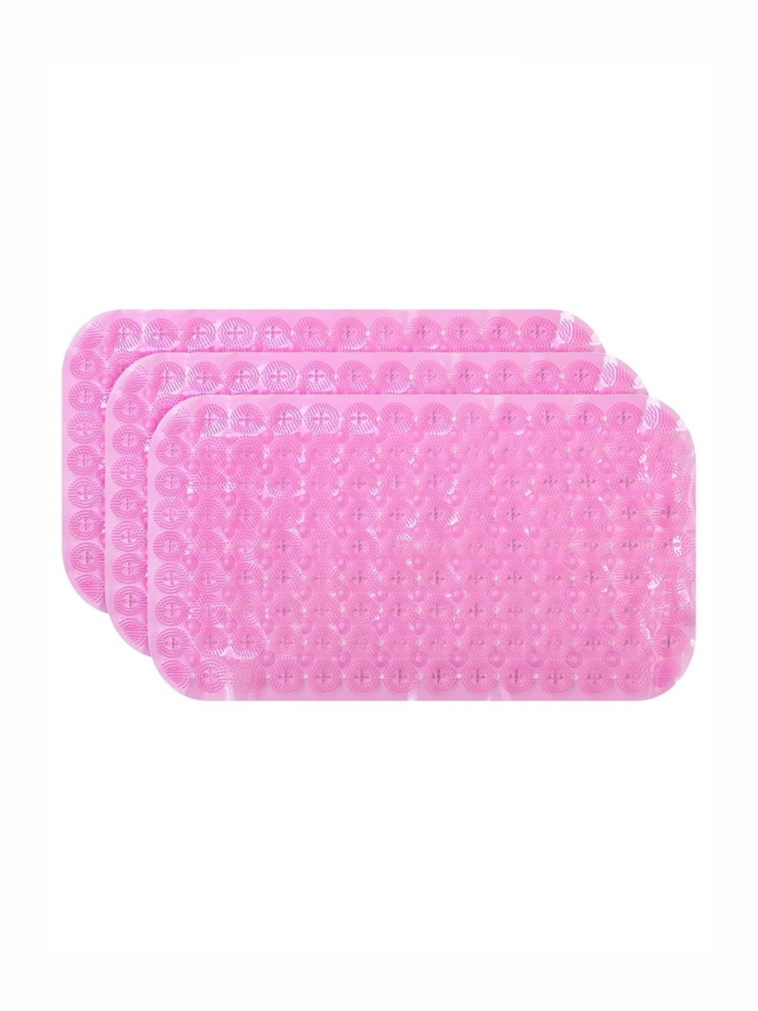 

Kuber Industries Pink 3Pieces Textured Anti Skid 240GSM Bath Rugs