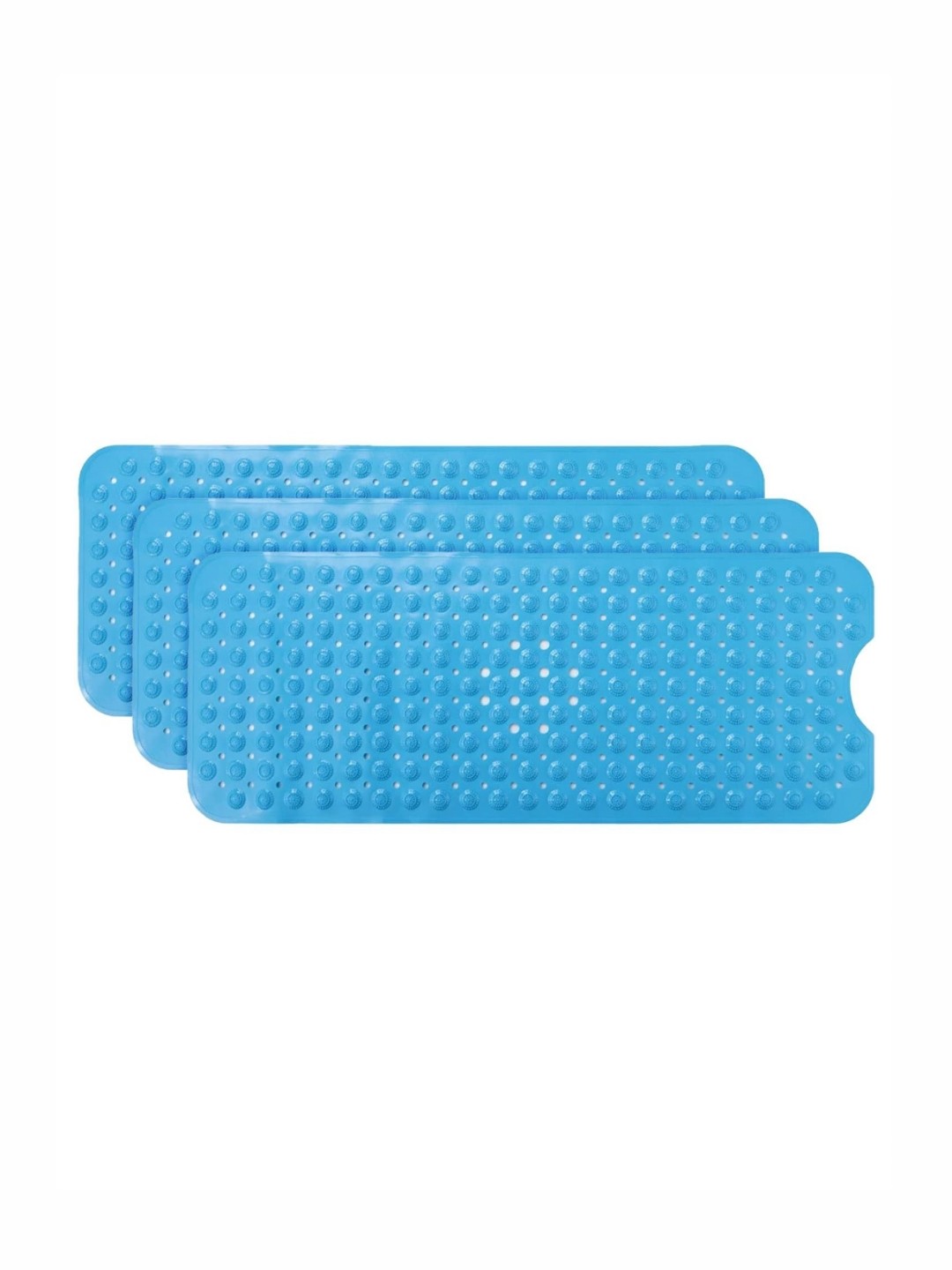 

Kuber Industries Blue 3 Pieces Textured 240 GSM Anti Skid Bath Rugs