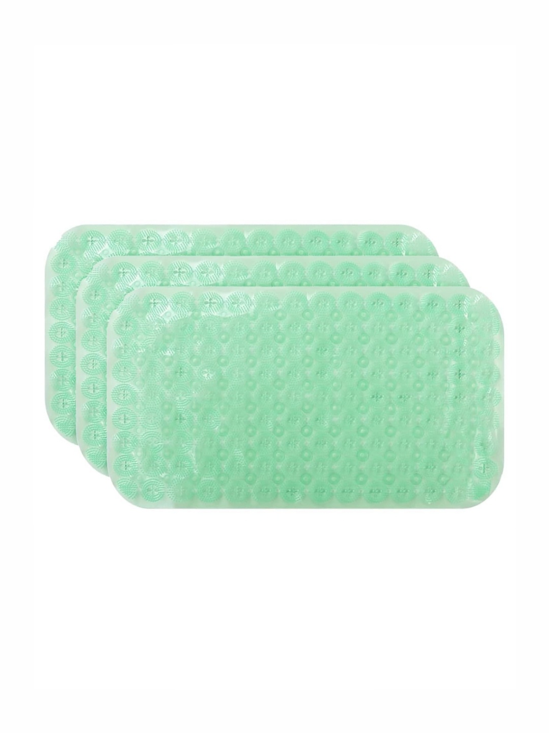 

Kuber Industries Green 3 Pieces Textured Anti Skid 240GSM Bath Rugs