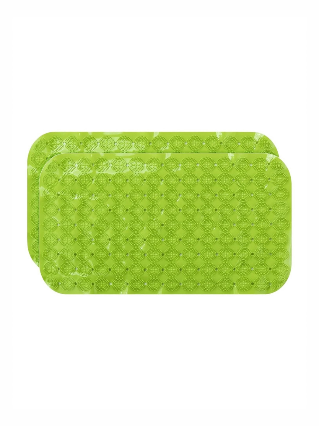 

Kuber Industries Green 2 Pieces Textured 240 GSM Anti Skid Bath Rugs