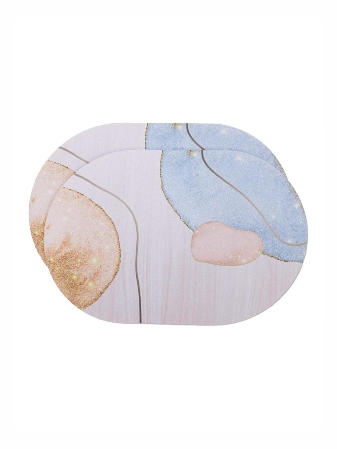 

Kuber Industries Blue & White 2 Pieces 240 GSM Bath Rugs
