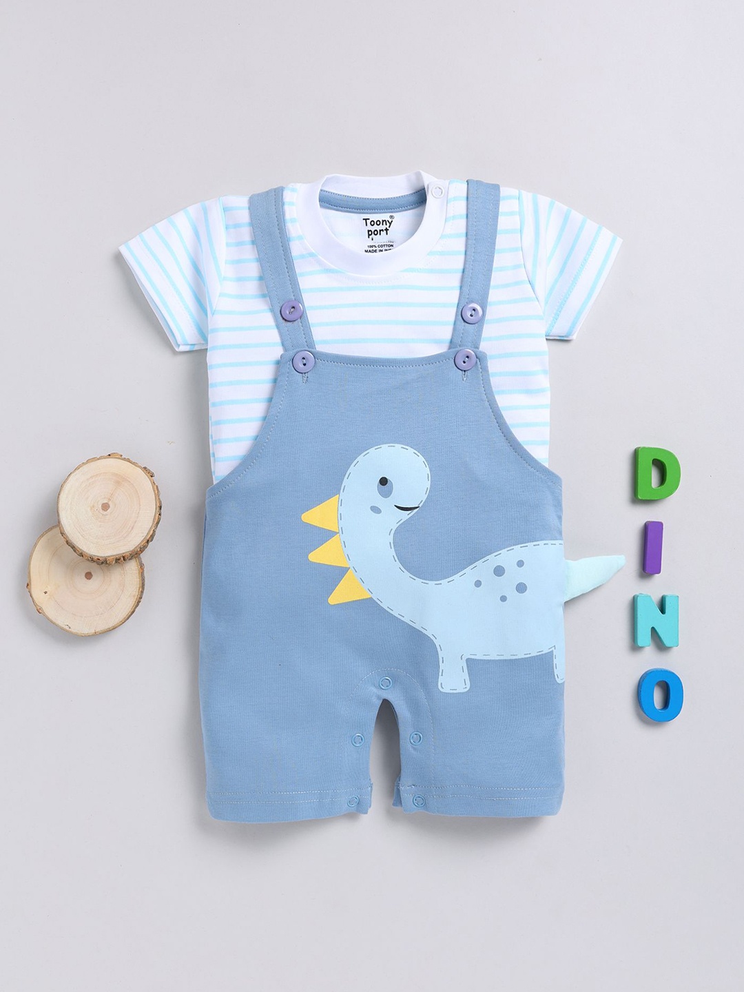 

Toonyport Infant Printed Pure Cotton Dungarees, Blue