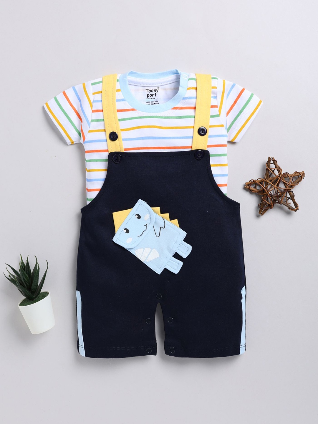 

Toonyport Infant Printed Pure Cotton Dungarees, Navy blue