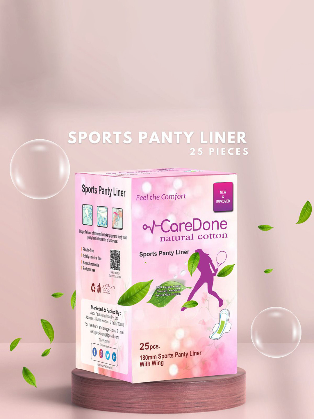 

CareDone Ultra Thin Sports Panty Liners - 25Pcs, White