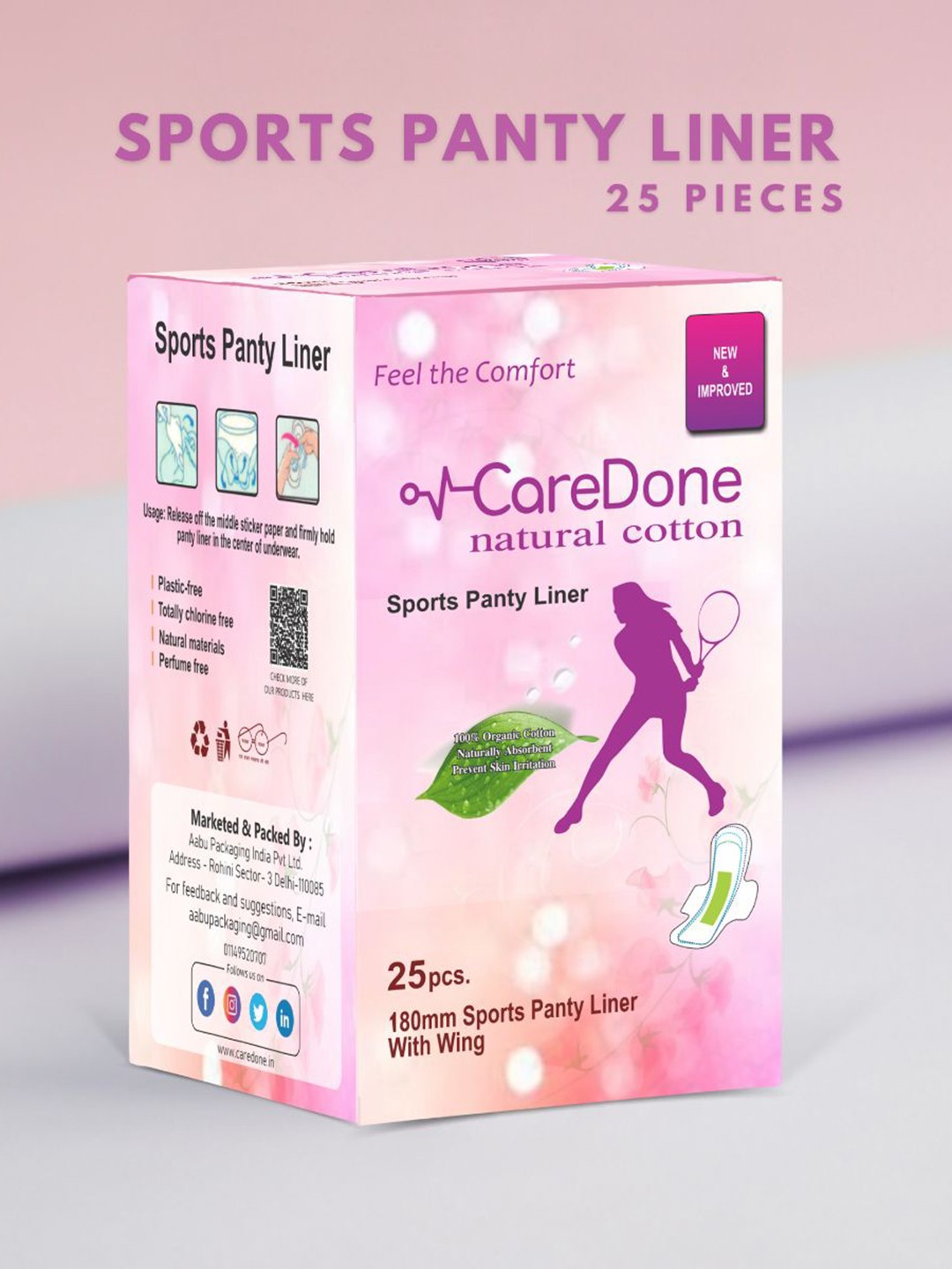 

CareDone Ultra Thin Sports Panty Liners - 25Pcs, White