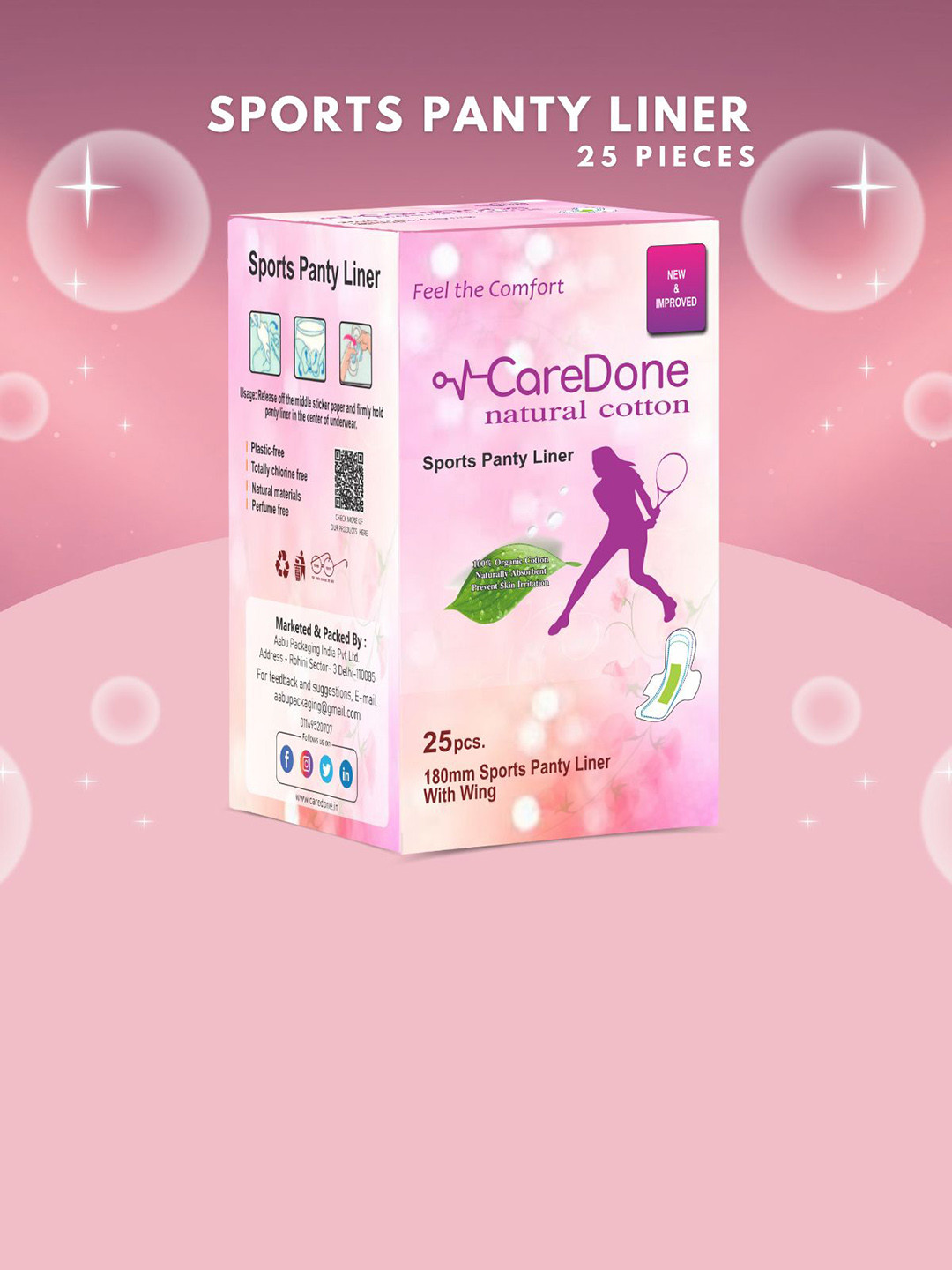 

CareDone Ultra Thin Sports Panty Liners - 25Pcs, White