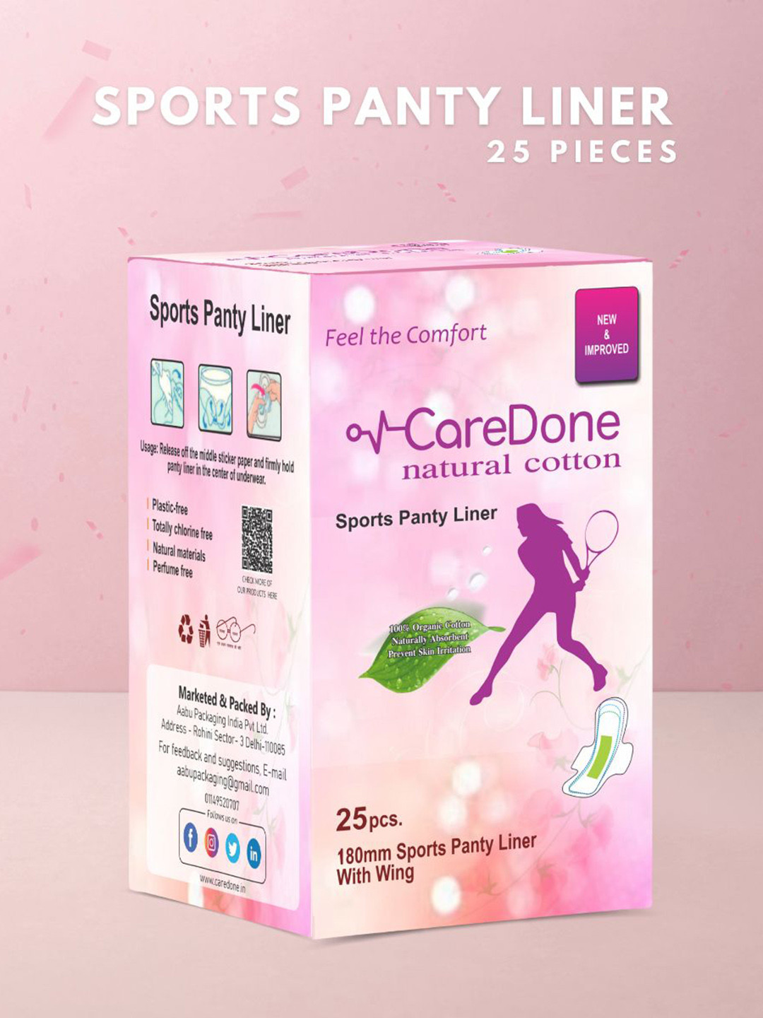 

CareDone Ultra Thin Sports Panty Liners - 25Pcs, White