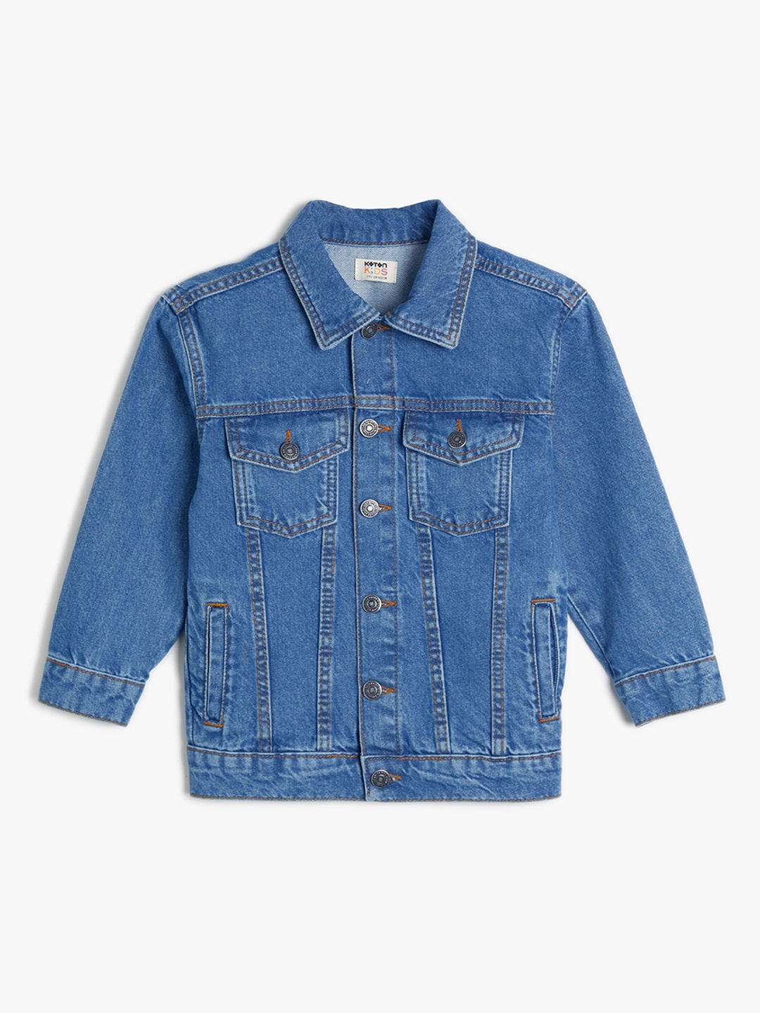 

Koton Boys Washed Denim Jacket with Embroidered, Grey