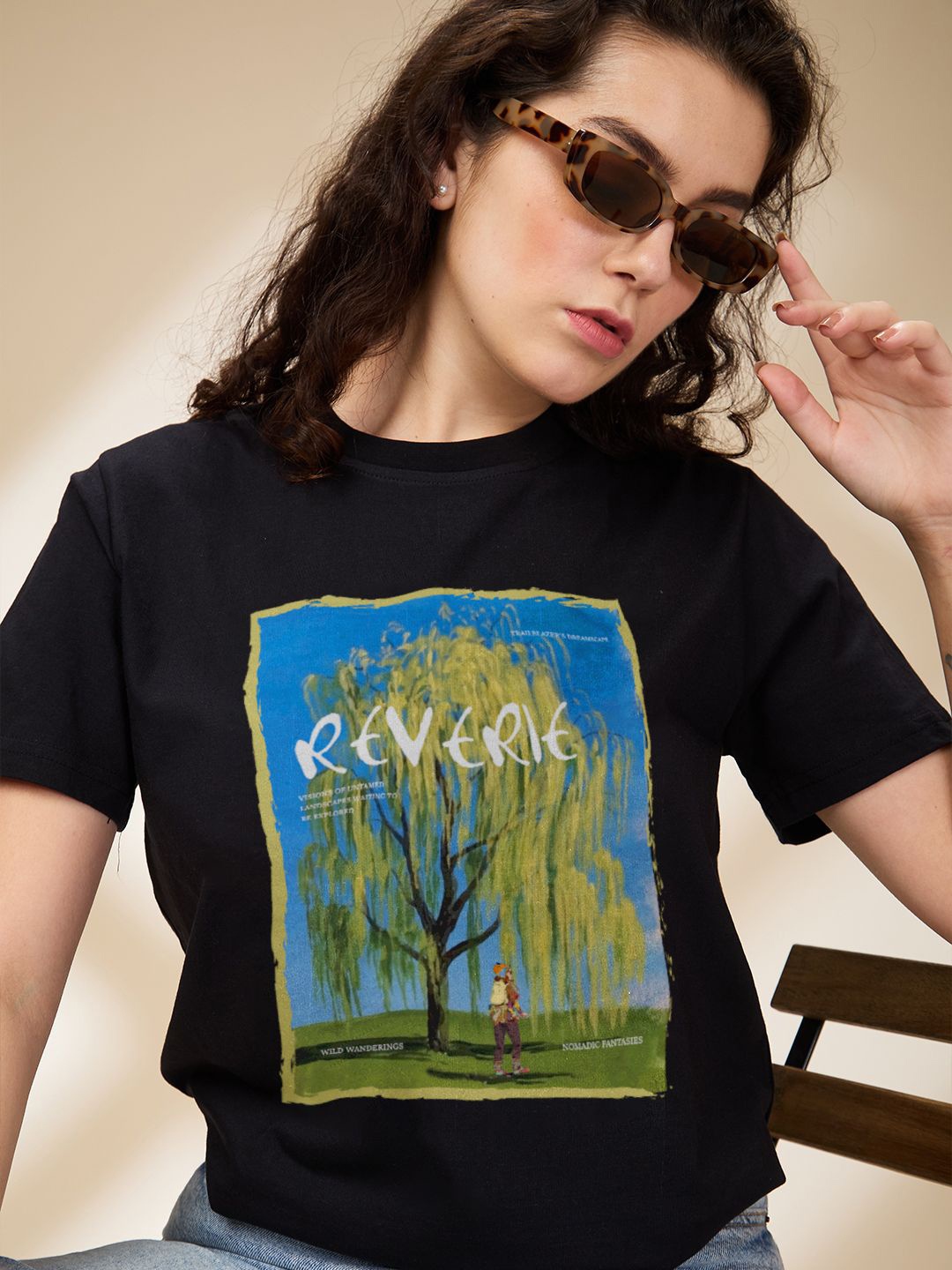 

The Roadster Lifestyle Co Graphic Printed Oversized Cotton T-Shirt, Black